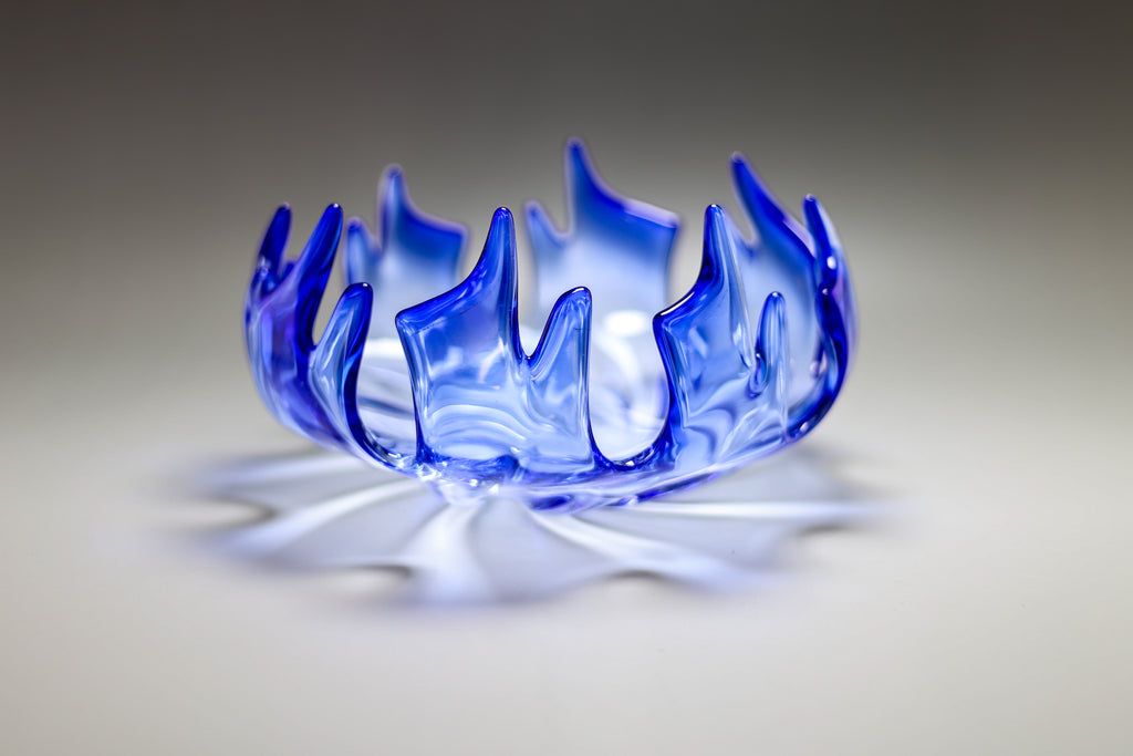 Murano Glasschale "Inferno" - blau - 22cm