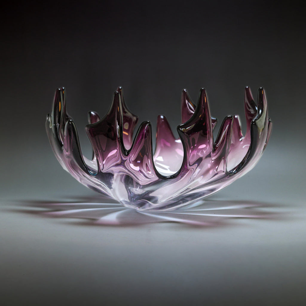 Murano Glas Schale – in Amethyst & Klarglas - 27cm