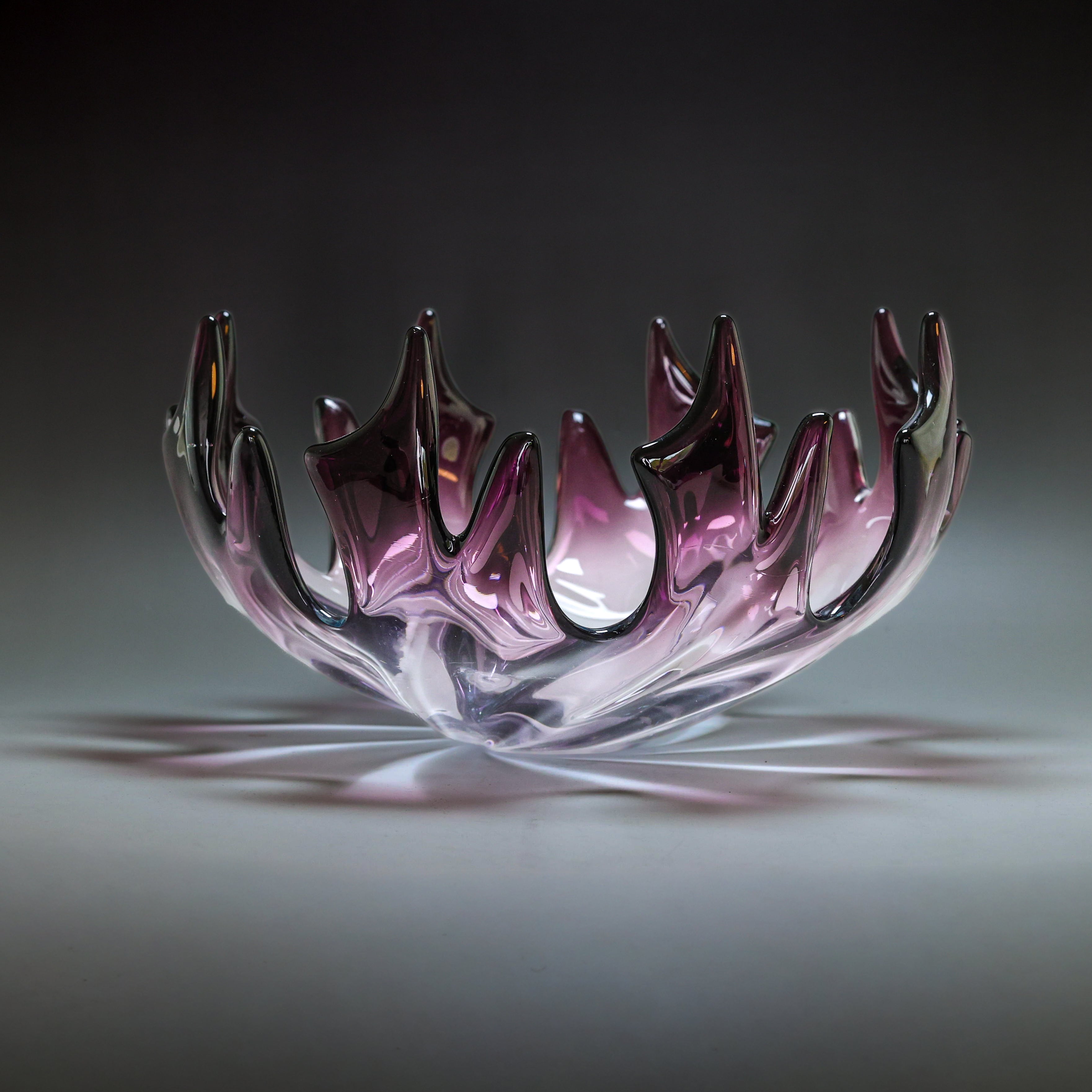 Murano Glas Schale – in Amethyst & Klarglas - 27cm