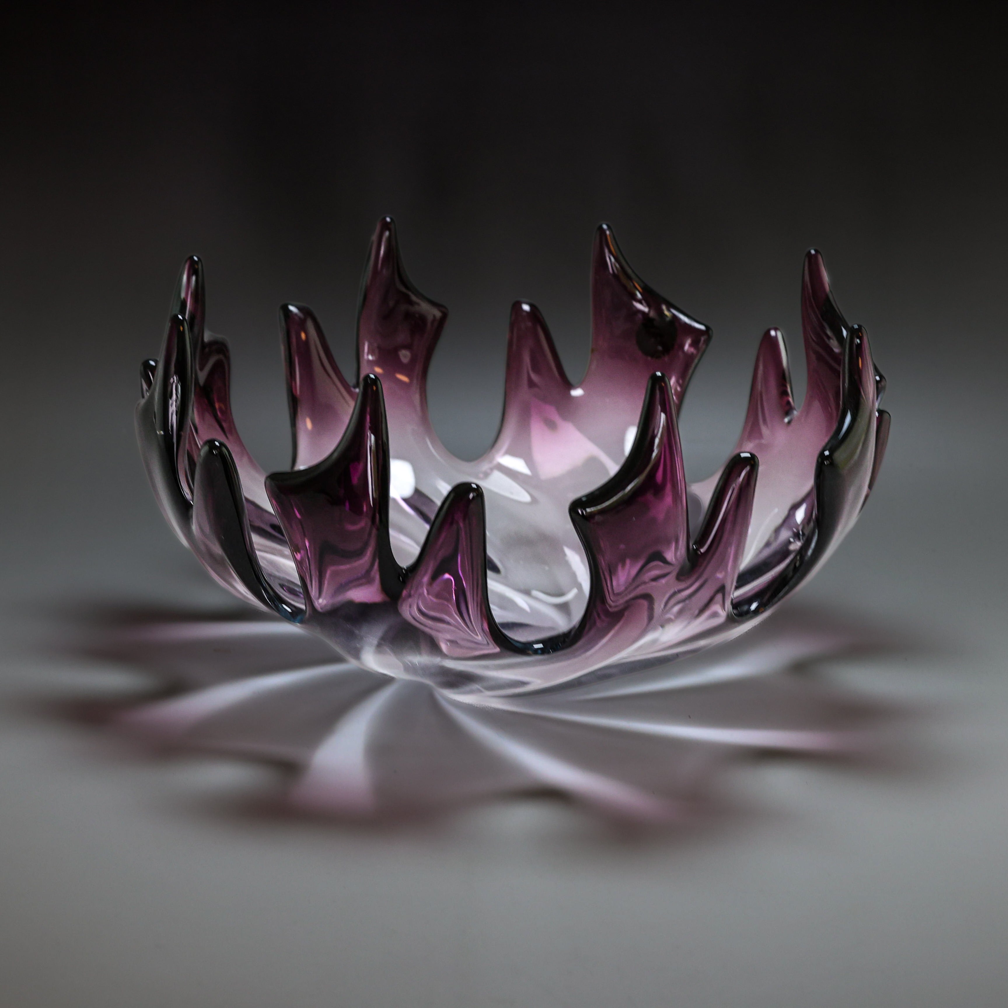 Murano Glas Schale – in Amethyst & Klarglas - 27cm