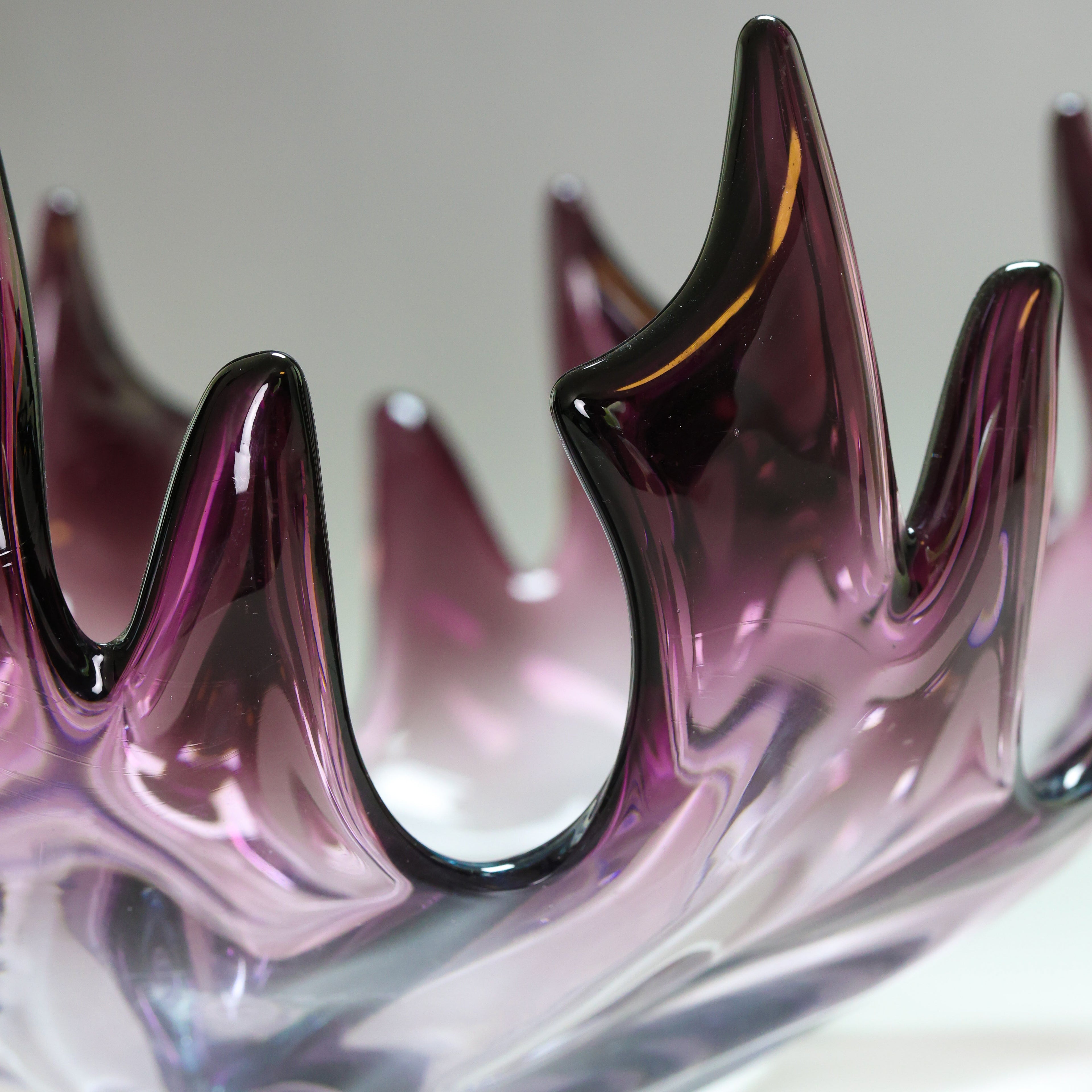 Murano Glas Schale – in Amethyst & Klarglas - 27cm