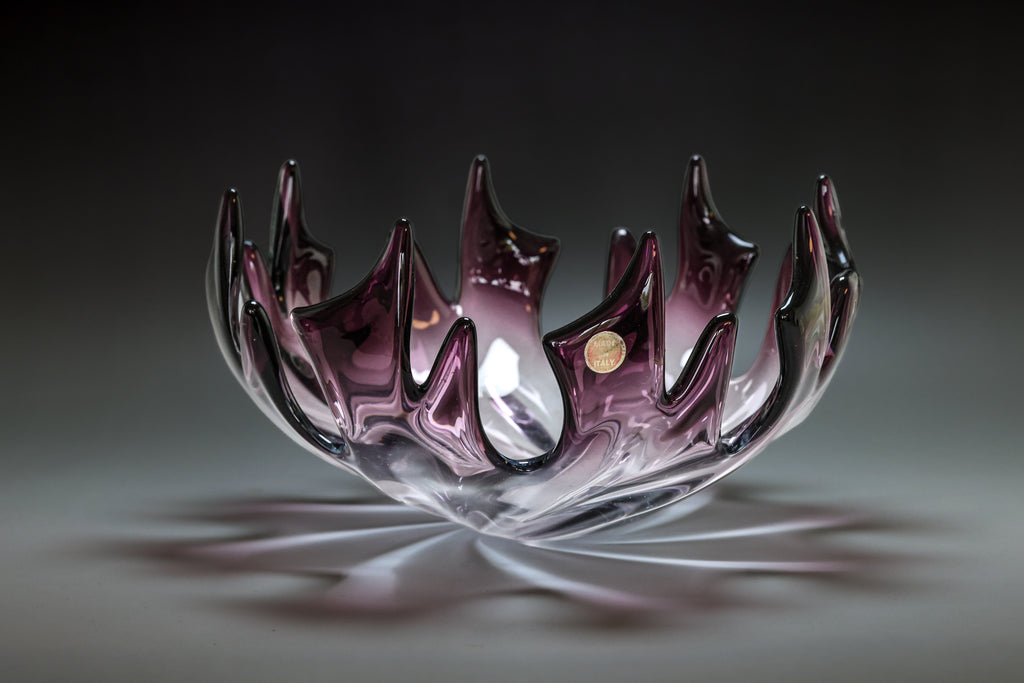 Murano Glas Schale – in Amethyst & Klarglas - 27cm