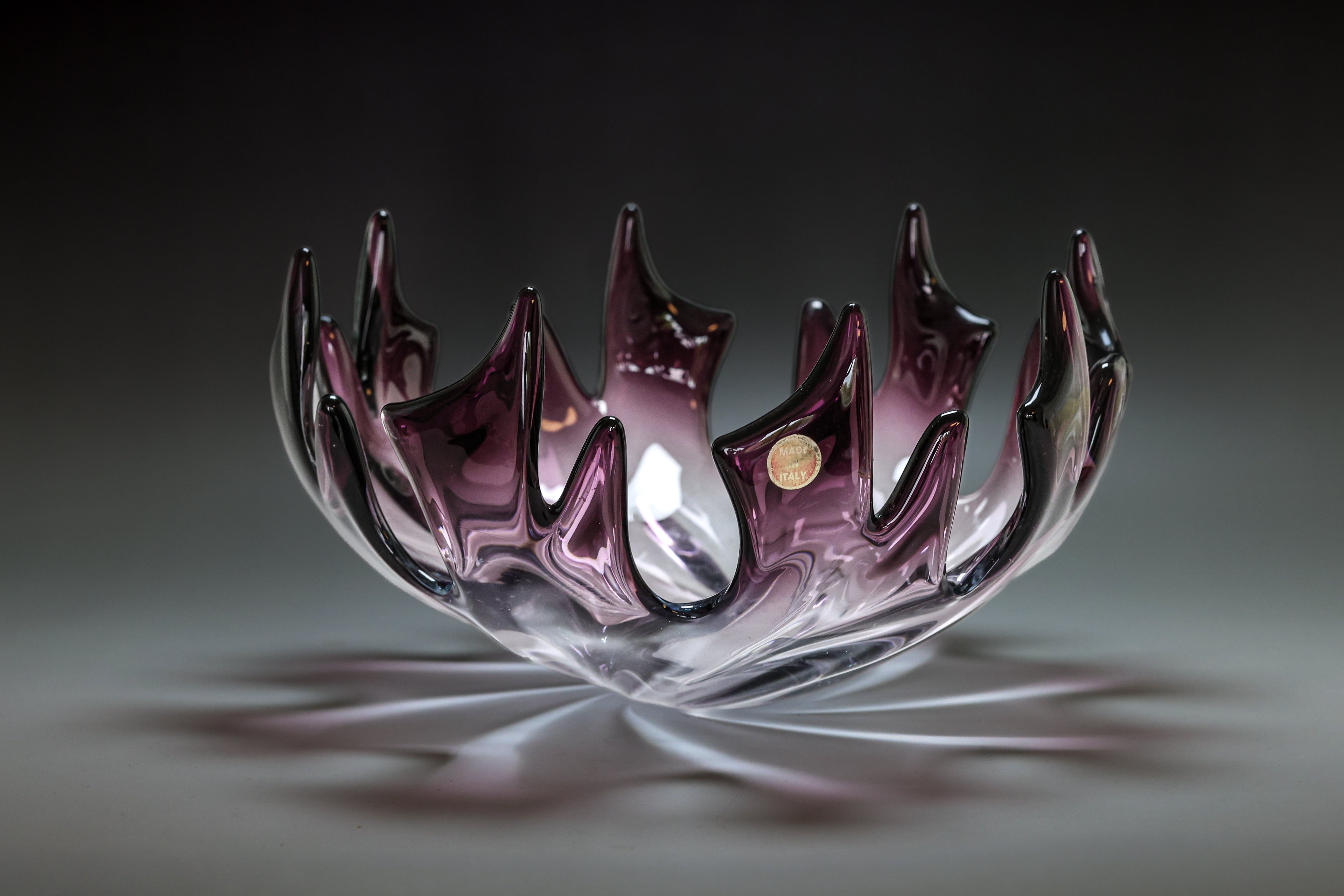 Murano Glas Schale – in Amethyst & Klarglas - 27cm